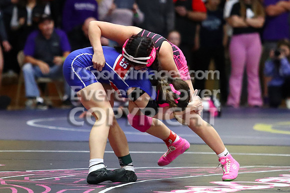 Kaylynn Crawford (Ellinwood HS) 26-16, Fr. over Angela Berreras (Leoti-Wichita County HS) 33-15, So. (Fall 3:25)