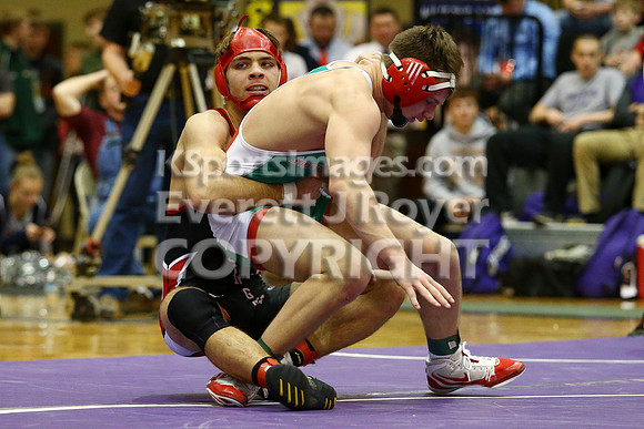 At 152, Christopher Ball, Hoisington defeated Colton Hutchinson, Smith Center 3-0 in the KSHSAA 2018 3-2-1A State Wrestling Championship Final, Saturday, February 24, 2018.