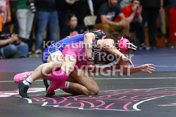 Kaylynn Crawford (Ellinwood HS) 26-16, Fr. over Angela Berreras (Leoti-Wichita County HS) 33-15, So. (Fall 3:25)