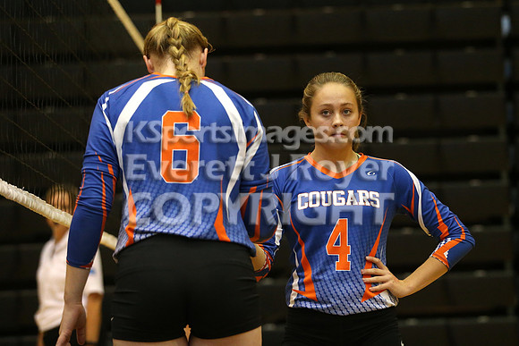 Otis-Bison defeated Beloit St. John's-Tipton in a semifinal game at the KSHSAA Class 1AD2 Volleyball State Championship on Saturday, October 28, 2017.  (Photo: Everett Royer, www.ksportsimages.com)