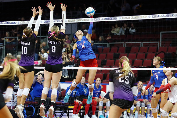 Ellinwood defeated Valley Heights to finish the season with a perfect 47-0 record and win 1st  state volleyball championship in school history