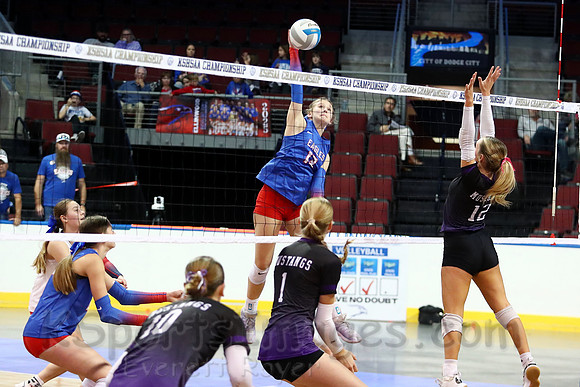 Ellinwood defeated Valley Heights to finish the season with a perfect 47-0 record and win 1st  state volleyball championship in school history