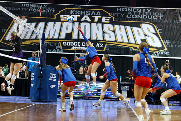 Ellinwood defeated Valley Heights to finish the season with a perfect 47-0 record and win 1st  state volleyball championship in school history