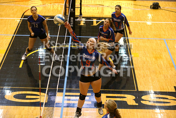 Otis-Bison defeated Beloit St. John's-Tipton in a semifinal game at the KSHSAA Class 1AD2 Volleyball State Championship on Saturday, October 28, 2017.  (Photo: Everett Royer, www.ksportsimages.com)