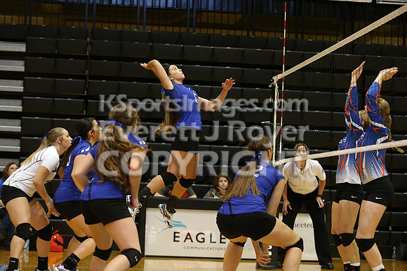Otis-Bison defeated Beloit St. John's-Tipton in a semifinal game at the KSHSAA Class 1AD2 Volleyball State Championship on Saturday, October 28, 2017.  (Photo: Everett Royer, www.ksportsimages.com)
