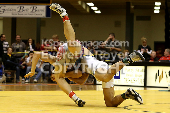 At 195, Jacob Jenkins, Chaparral defeated  Tyler Palic, Marion by Fall in the 3-2-1A 2017 KSHSAA Wrestling Championship Finals, Saturday, February 25, 2017.