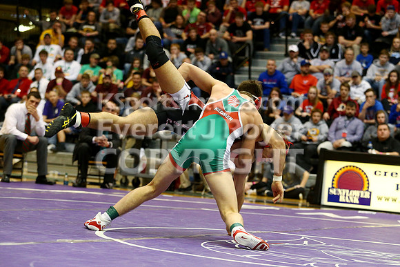 At 152, Christopher Ball, Hoisington defeated Colton Hutchinson, Smith Center 3-0 in the KSHSAA 2018 3-2-1A State Wrestling Championship Final, Saturday, February 24, 2018.