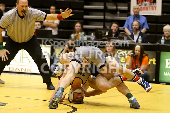 At 138, Hunter Ostertag, Effingham-Atchison County defeated  Tucker Rhoades, Hays-TMP 5-2  in the 3-2-1A 2017 KSHSAA Wrestling Championship Finals, Saturday, February 25, 2017.