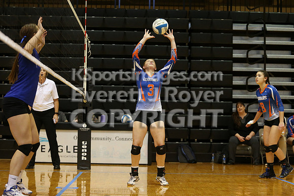 Otis-Bison defeated Beloit St. John's-Tipton in a semifinal game at the KSHSAA Class 1AD2 Volleyball State Championship on Saturday, October 28, 2017.  (Photo: Everett Royer, www.ksportsimages.com)