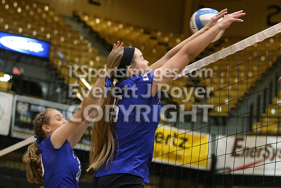 Otis-Bison defeated Beloit St. John's-Tipton in a semifinal game at the KSHSAA Class 1AD2 Volleyball State Championship on Saturday, October 28, 2017.  (Photo: Everett Royer, www.ksportsimages.com)