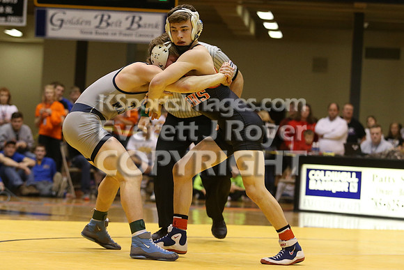 At 138, Hunter Ostertag, Effingham-Atchison County defeated  Tucker Rhoades, Hays-TMP 5-2  in the 3-2-1A 2017 KSHSAA Wrestling Championship Finals, Saturday, February 25, 2017.