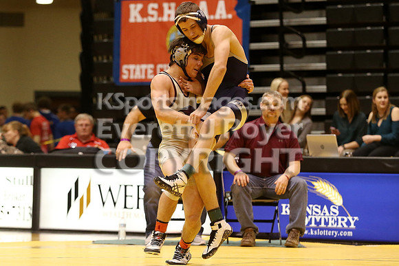 At 126, Jordan Priddy, Silver Lake defeated Seth Harrell, Sabetha 3-1 in the 3-2-1A 2017 KSHSAA Wrestling Championship Finals, Saturday, February 25, 2017.