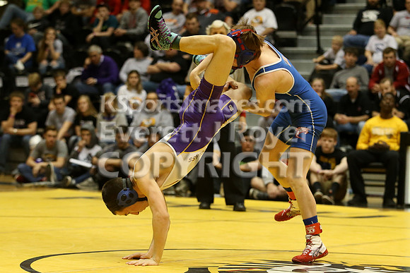 At 106, Kendall Beitz, Eureka defeated Ashten Dodson, Douglass 11-6 in the 3-2-1A 2017 KSHSAA Wrestling Championship Finals, Saturday, February 25, 2017.