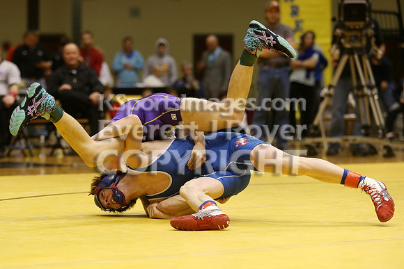 At 106, Kendall Beitz, Eureka defeated Ashten Dodson, Douglass 11-6 in the 3-2-1A 2017 KSHSAA Wrestling Championship Finals, Saturday, February 25, 2017.