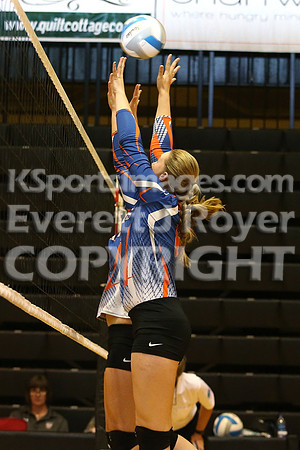 Otis-Bison defeated Beloit St. John's-Tipton in a semifinal game at the KSHSAA Class 1AD2 Volleyball State Championship on Saturday, October 28, 2017.  (Photo: Everett Royer, www.ksportsimages.com)