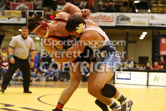 At 182, Josh Seabolt, Cimarron defeated Jacob Stryker, Marysville 6-4 in OT in the 3-2-1A 2017 KSHSAA Wrestling Championship Finals, Saturday, February 25, 2017.