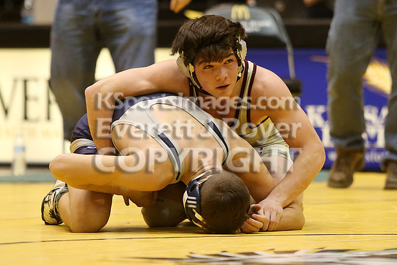At 126, Jordan Priddy, Silver Lake defeated Seth Harrell, Sabetha 3-1 in the 3-2-1A 2017 KSHSAA Wrestling Championship Finals, Saturday, February 25, 2017.