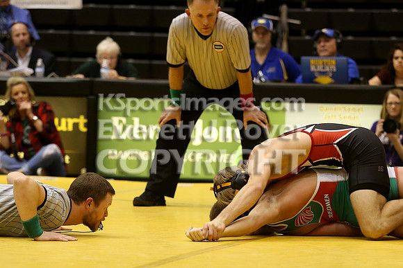 At 145, Jonathan Ball, Hoisington defeated  Colton Hutchinson, Smith Center 12-1 in the 3-2-1A 2017 KSHSAA Wrestling Championship Finals, Saturday, February 25, 2017.