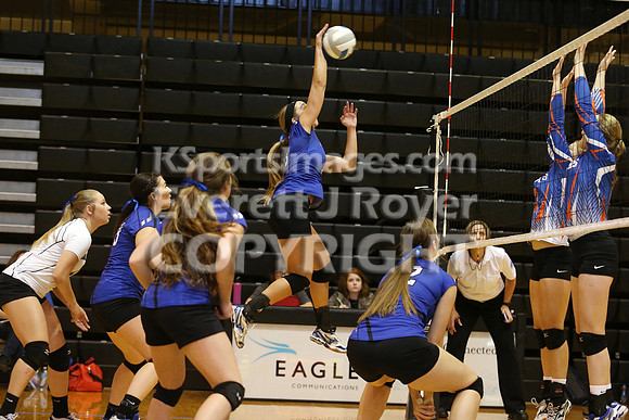 Otis-Bison defeated Beloit St. John's-Tipton in a semifinal game at the KSHSAA Class 1AD2 Volleyball State Championship on Saturday, October 28, 2017.  (Photo: Everett Royer, www.ksportsimages.com)