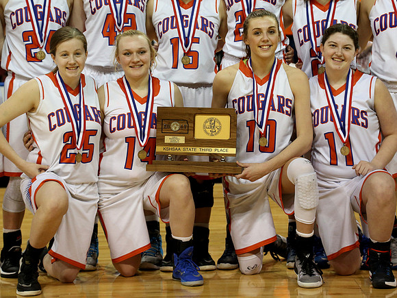 Otis-Bison girls defeated Golden Plains 2017 in the Third Place game, KSHSAA 1AD2 State Championship at United Wireless Arena in Dodge City on Saturday, March 11, 2017. (Photo: Everett Royer, www.kspo