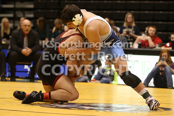 At 182, Josh Seabolt, Cimarron defeated Jacob Stryker, Marysville 6-4 in OT in the 3-2-1A 2017 KSHSAA Wrestling Championship Finals, Saturday, February 25, 2017.