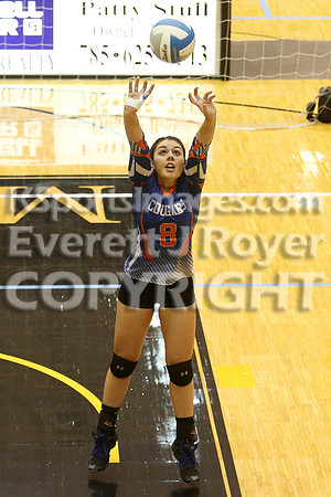 Otis-Bison defeated Beloit St. John's-Tipton in a semifinal game at the KSHSAA Class 1AD2 Volleyball State Championship on Saturday, October 28, 2017.  (Photo: Everett Royer, www.ksportsimages.com)