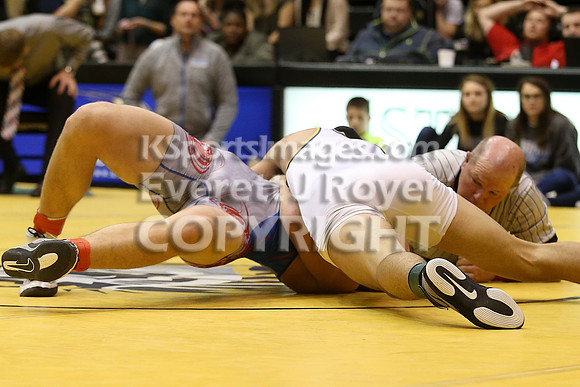 At 195, Jacob Jenkins, Chaparral defeated  Tyler Palic, Marion by Fall in the 3-2-1A 2017 KSHSAA Wrestling Championship Finals, Saturday, February 25, 2017.
