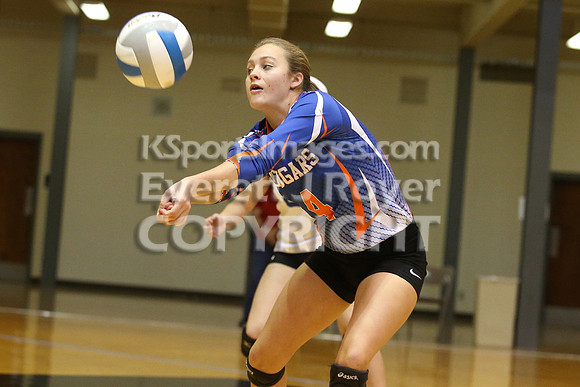 Otis-Bison defeated Beloit St. John's-Tipton in a semifinal game at the KSHSAA Class 1AD2 Volleyball State Championship on Saturday, October 28, 2017.  (Photo: Everett Royer, www.ksportsimages.com)