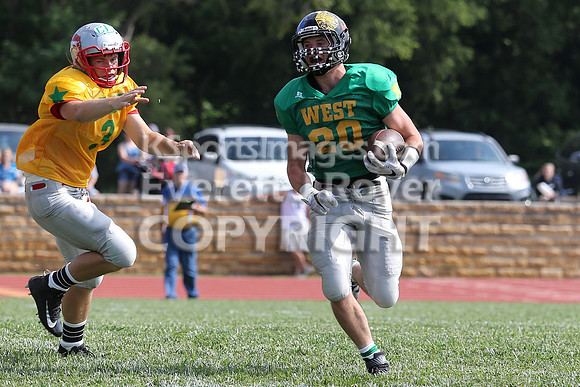 The East defeated the West 28-20 in OT in the Kansas 8 Man D2  Football game in Beloit on Saturday, June 10, 2017.  (Photo: Everett Royer, www.ksportsimages.com)