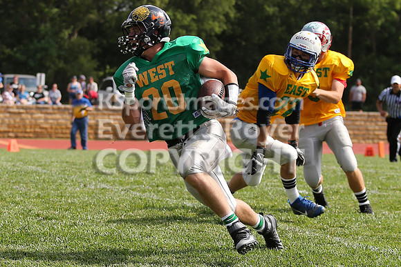 The East defeated the West 28-20 in OT in the Kansas 8 Man D2  Football game in Beloit on Saturday, June 10, 2017.  (Photo: Everett Royer, www.ksportsimages.com)