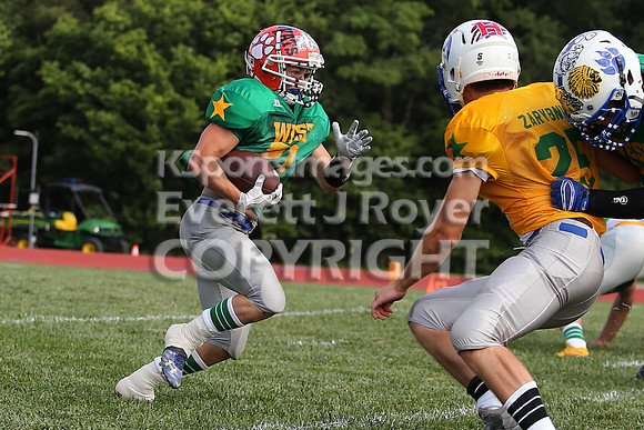 The East defeated the West 28-20 in OT in the Kansas 8 Man D2  Football game in Beloit on Saturday, June 10, 2017.  (Photo: Everett Royer, www.ksportsimages.com)