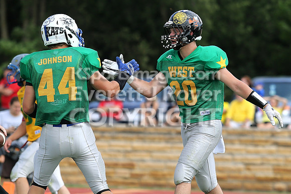 The East defeated the West 28-20 in OT in the Kansas 8 Man D2  Football game in Beloit on Saturday, June 10, 2017.  (Photo: Everett Royer, www.ksportsimages.com)