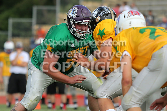 The East defeated the West 28-20 in OT in the Kansas 8 Man D2  Football game in Beloit on Saturday, June 10, 2017.  (Photo: Everett Royer, www.ksportsimages.com)
