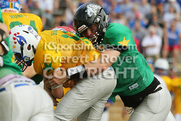 The East defeated the West 28-20 in OT in the Kansas 8 Man D2  Football game in Beloit on Saturday, June 10, 2017.  (Photo: Everett Royer, www.ksportsimages.com)