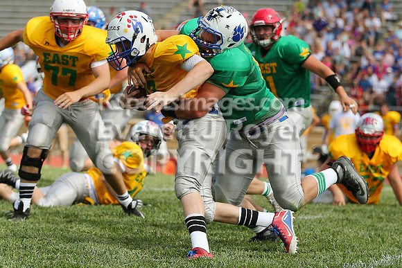 The East defeated the West 28-20 in OT in the Kansas 8 Man D2  Football game in Beloit on Saturday, June 10, 2017.  (Photo: Everett Royer, www.ksportsimages.com)