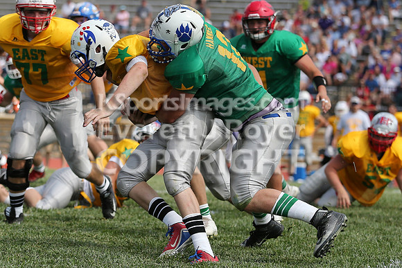 The East defeated the West 28-20 in OT in the Kansas 8 Man D2  Football game in Beloit on Saturday, June 10, 2017.  (Photo: Everett Royer, www.ksportsimages.com)