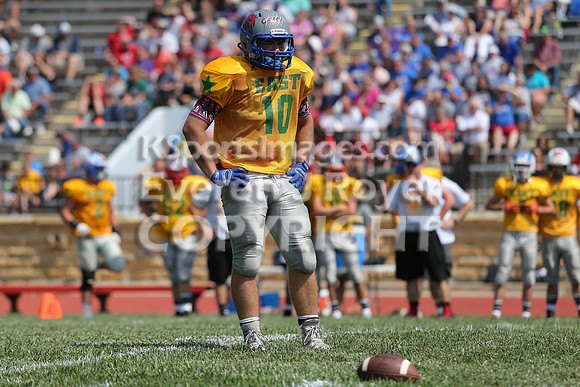 The East defeated the West 28-20 in OT in the Kansas 8 Man D2  Football game in Beloit on Saturday, June 10, 2017.  (Photo: Everett Royer, www.ksportsimages.com)