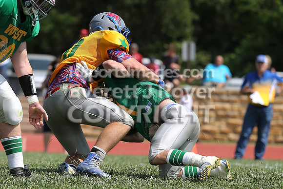 The East defeated the West 28-20 in OT in the Kansas 8 Man D2  Football game in Beloit on Saturday, June 10, 2017.  (Photo: Everett Royer, www.ksportsimages.com)