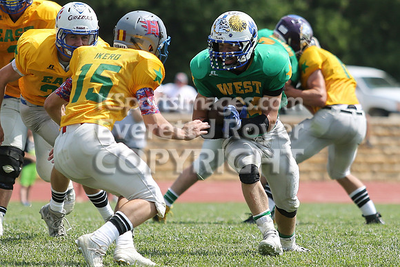 The East defeated the West 28-20 in OT in the Kansas 8 Man D2  Football game in Beloit on Saturday, June 10, 2017.  (Photo: Everett Royer, www.ksportsimages.com)