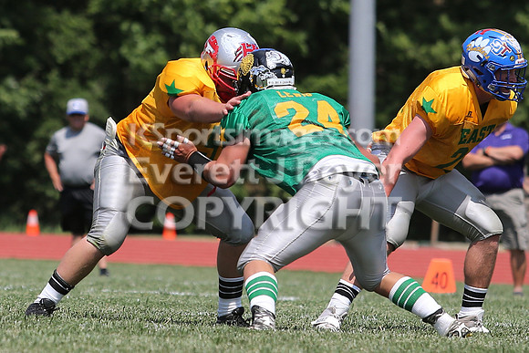 The East defeated the West 28-20 in OT in the Kansas 8 Man D2  Football game in Beloit on Saturday, June 10, 2017.  (Photo: Everett Royer, www.ksportsimages.com)