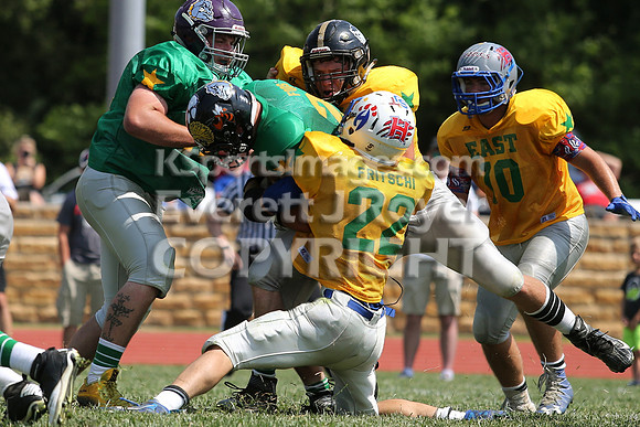 The East defeated the West 28-20 in OT in the Kansas 8 Man D2  Football game in Beloit on Saturday, June 10, 2017.  (Photo: Everett Royer, www.ksportsimages.com)