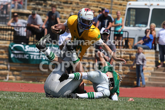 The East defeated the West 28-20 in OT in the Kansas 8 Man D2  Football game in Beloit on Saturday, June 10, 2017.  (Photo: Everett Royer, www.ksportsimages.com)