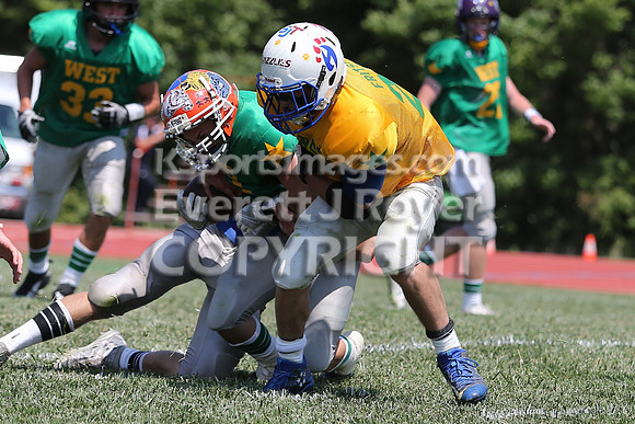 The East defeated the West 28-20 in OT in the Kansas 8 Man D2  Football game in Beloit on Saturday, June 10, 2017.  (Photo: Everett Royer, www.ksportsimages.com)