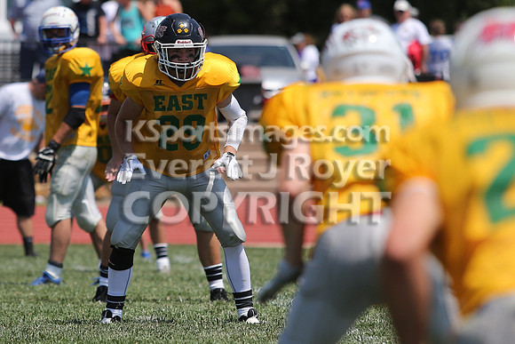 The East defeated the West 28-20 in OT in the Kansas 8 Man D2  Football game in Beloit on Saturday, June 10, 2017.  (Photo: Everett Royer, www.ksportsimages.com)