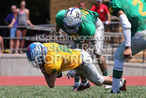 The East defeated the West 28-20 in OT in the Kansas 8 Man D2  Football game in Beloit on Saturday, June 10, 2017.  (Photo: Everett Royer, www.ksportsimages.com)