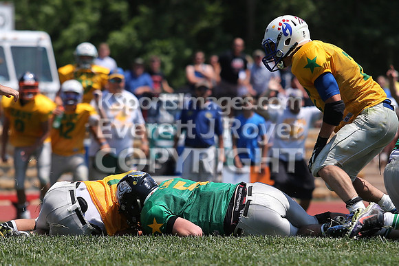 The East defeated the West 28-20 in OT in the Kansas 8 Man D2  Football game in Beloit on Saturday, June 10, 2017.  (Photo: Everett Royer, www.ksportsimages.com)