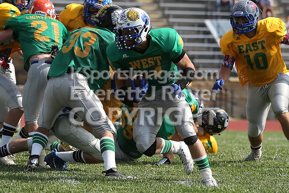 The East defeated the West 28-20 in OT in the Kansas 8 Man D2  Football game in Beloit on Saturday, June 10, 2017.  (Photo: Everett Royer, www.ksportsimages.com)