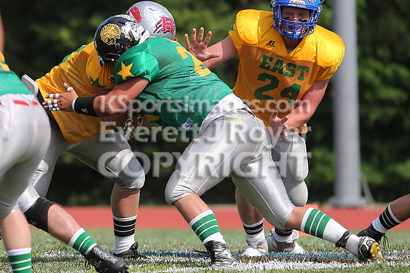 The East defeated the West 28-20 in OT in the Kansas 8 Man D2  Football game in Beloit on Saturday, June 10, 2017.  (Photo: Everett Royer, www.ksportsimages.com)