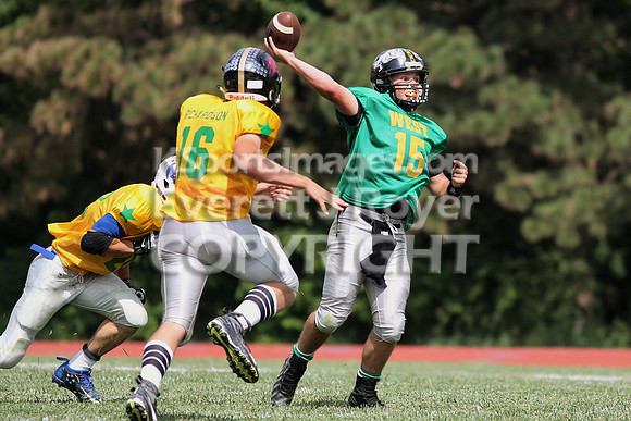 The East defeated the West 28-20 in OT in the Kansas 8 Man D2  Football game in Beloit on Saturday, June 10, 2017.  (Photo: Everett Royer, www.ksportsimages.com)