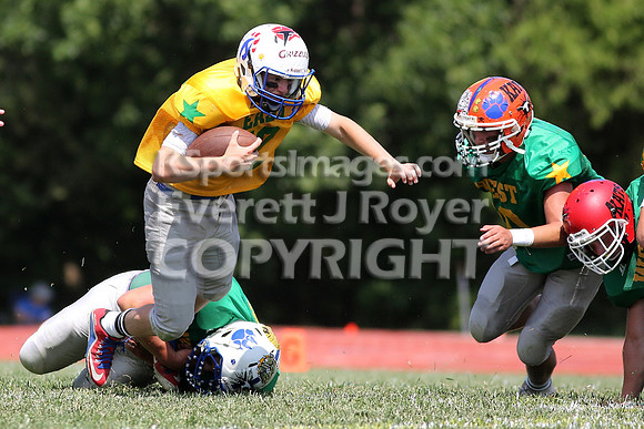 The East defeated the West 28-20 in OT in the Kansas 8 Man D2  Football game in Beloit on Saturday, June 10, 2017.  (Photo: Everett Royer, www.ksportsimages.com)